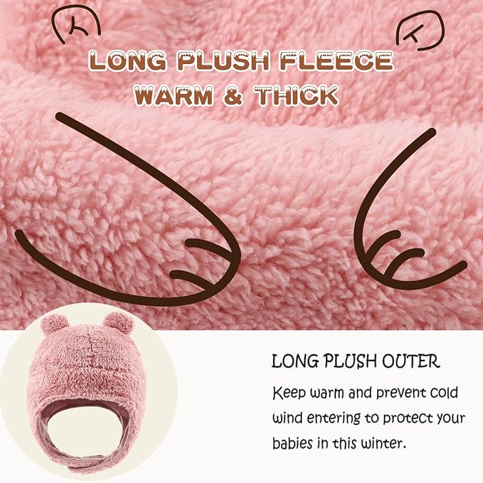 Bear Baby Winter Hat Toddler Earflap Beanie Unisex Infant Snow Cap Warm Fleece - Image 2