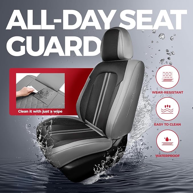 FREESOO Car Seat Covers Full Set, Leather Seat Covers - Image 3