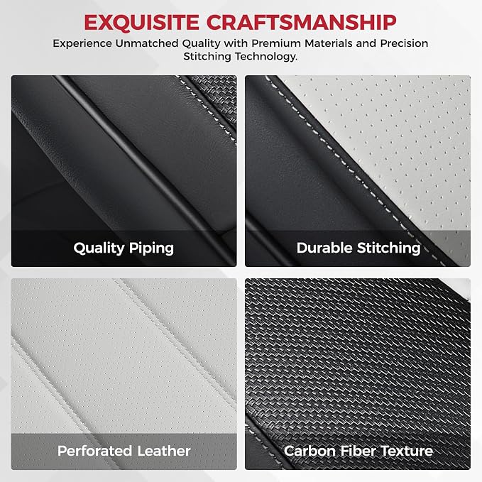 FREESOO Black White Car Seat Covers Full Set - Image 9