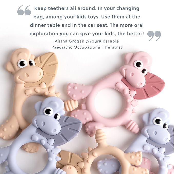 Bibado - Dotty The Dinosaur Teething Toys, Mist - Multi-Sensory Teether - BPA - Image 7