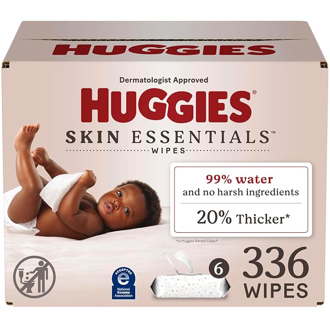 Huggies Skin Essentials Baby Wipes, Hypoallergenic, 99% Water, 6 Flip Top Packs by Huggies%C2%AE