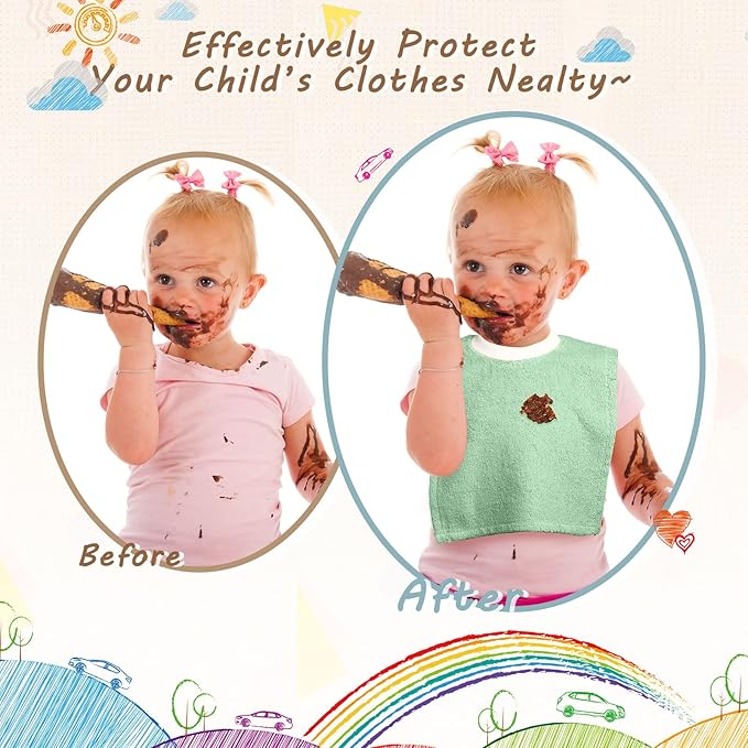 Foaincore 6 Pcs Pullover Baby Bibs Cotton Terry Toddler Absorbent Infant - Image 4
