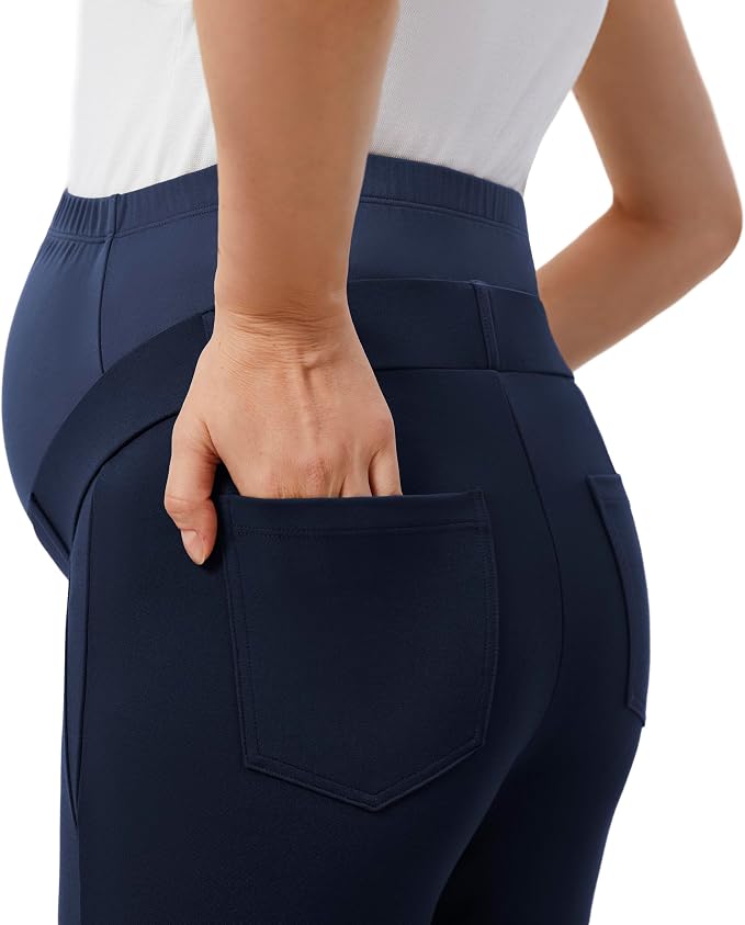 AFITNE Maternity Pants for Work Over The Belly Straight Leg Dress Slacks - Image 3
