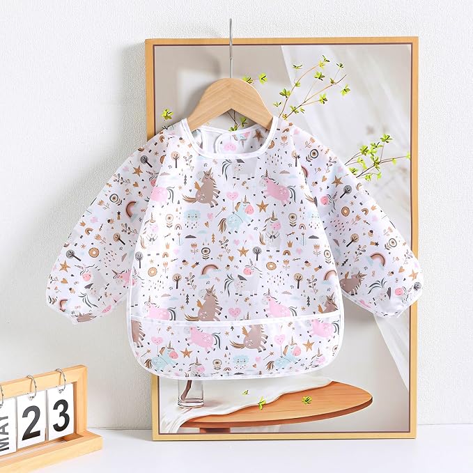 Sleeved Bib, 5 Pack, Waterproof Shirt Bibs - Image 2