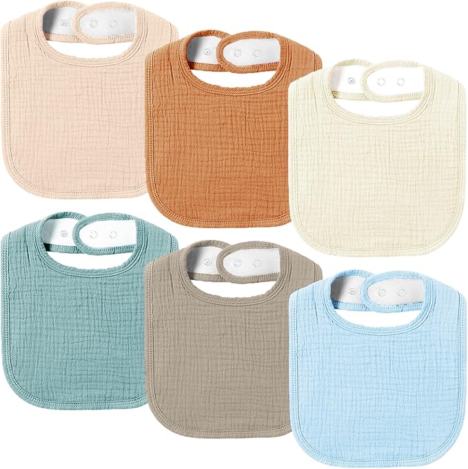 AMAWMW Muslin Baby Bibs for Unisex Boys Girls 6Pack Baby Bandana Drool Bibs by AMAWMW