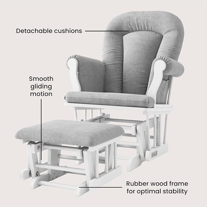 Child Craft Cozy Glider Rocker and Ottoman Set, Padded Cushion - Image 4