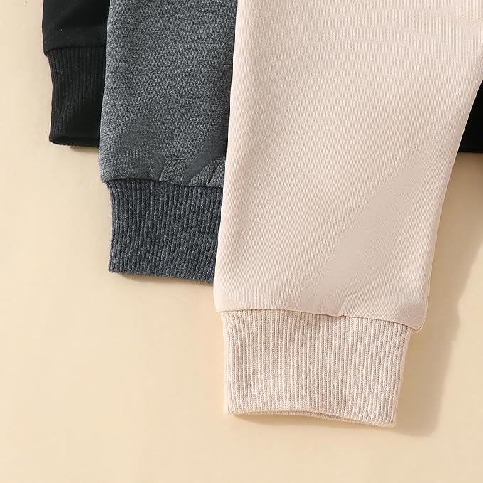 Sejardin Toddler Baby Boy Girl Pants 3 Pack Solid Color Elastic Waist Jogger - Image 6