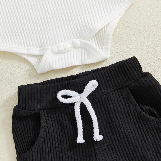 fhutpw Baby Boy Clothes 3 6 12 18 Months Ribbed Knitted Long Sleeve Romper and - Image 6
