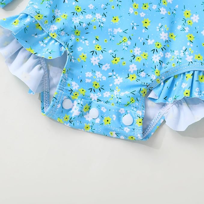 Infant Baby Girl Swimsuit One-Piece Long Sleeve Rash Guard - Image 6