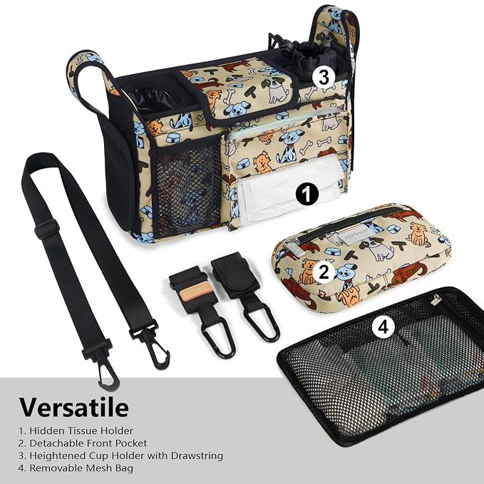 TOPDesign Universal Baby Stroller Organizer, Stroller Caddy - Image 2