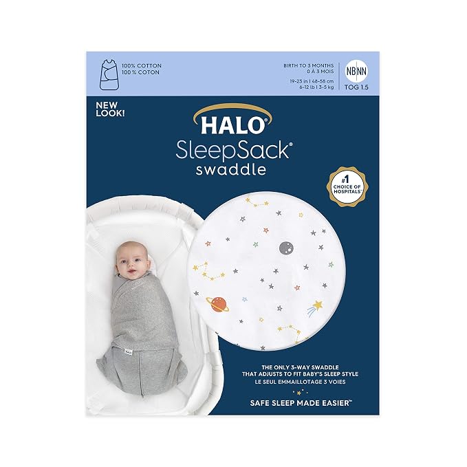 HALO 100% Cotton Sleepsack Swaddle, 3-Way Adjustable Wearable Blanket, TOG 1.5 - Image 4