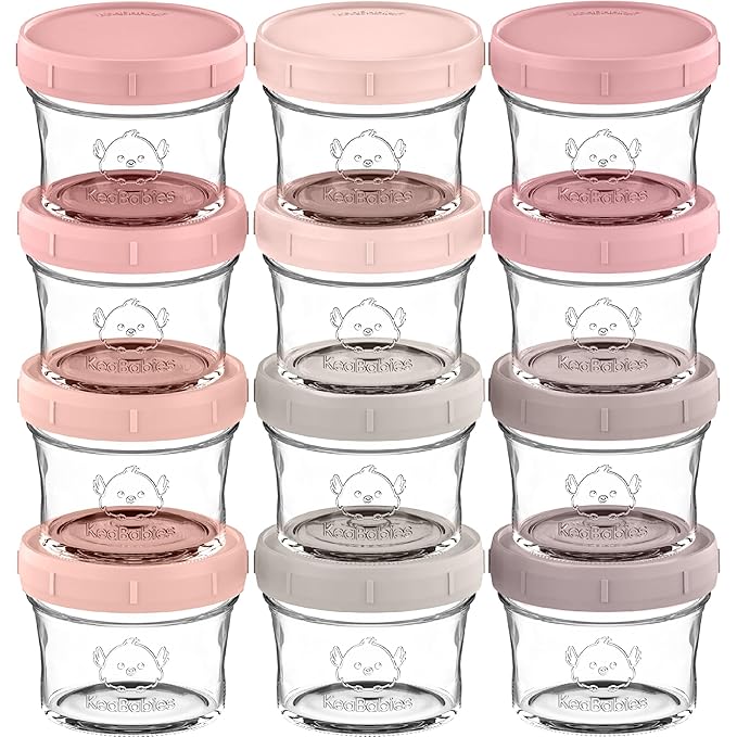 KeaBabies 12pk 4oz Glass Baby Food Containers by KeaBabies