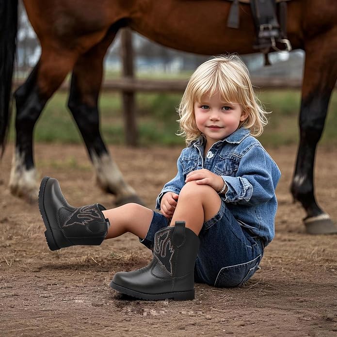 Blikcon Toddler Cowboy Boots for Boys Girls Baby Infant Cowgirl Boots Round Toe - Image 6