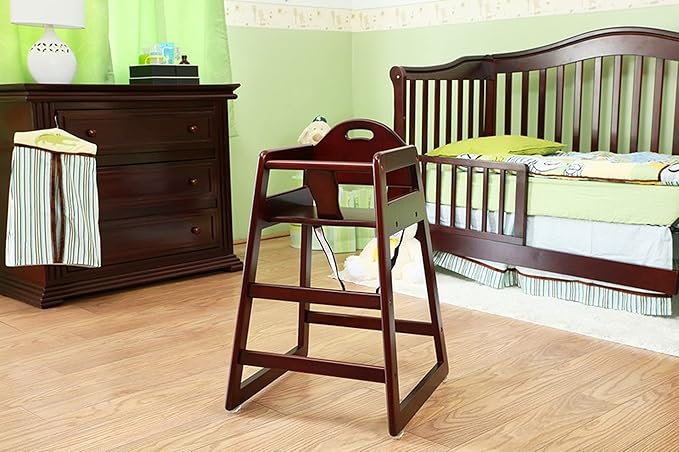 Wooden High Chair for Baby & Toddler – Restaurant-Style Stackable HighChair - Image 5