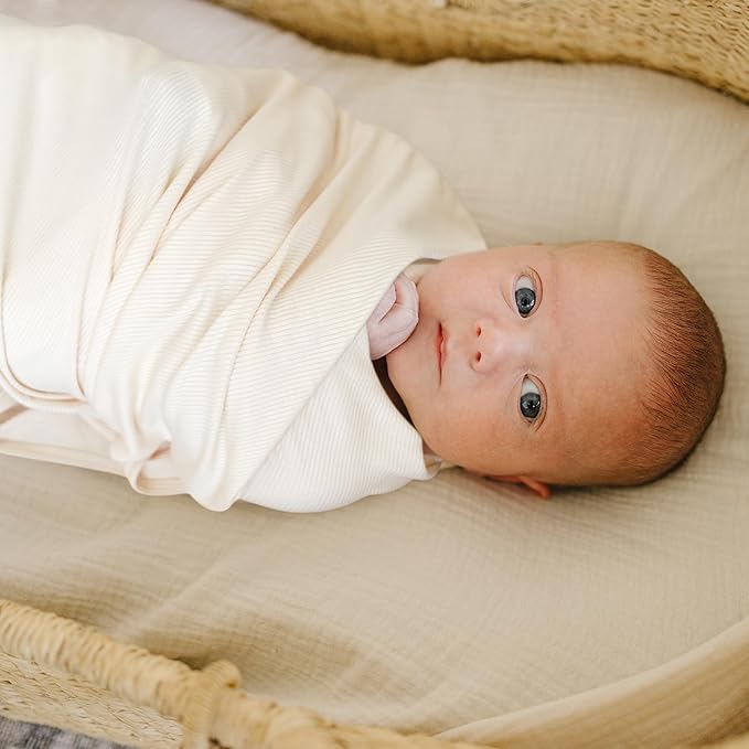Konssy Knit Baby Blanket 2 Pack, Soft Ribbed Swaddle Receiving Blankets - Image 3