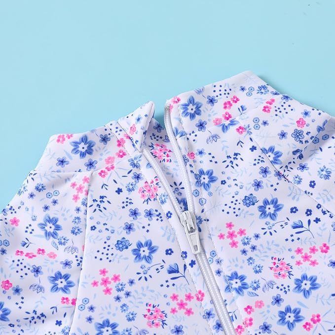 Infant Baby Girl Swimsuit One-Piece Long Sleeve Rash Guard - Image 5