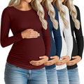 Huukeay 4 Pack Women's Maternity Shirts, Long Sleeve Cotton Ribbed Pregnancy by Huukeay