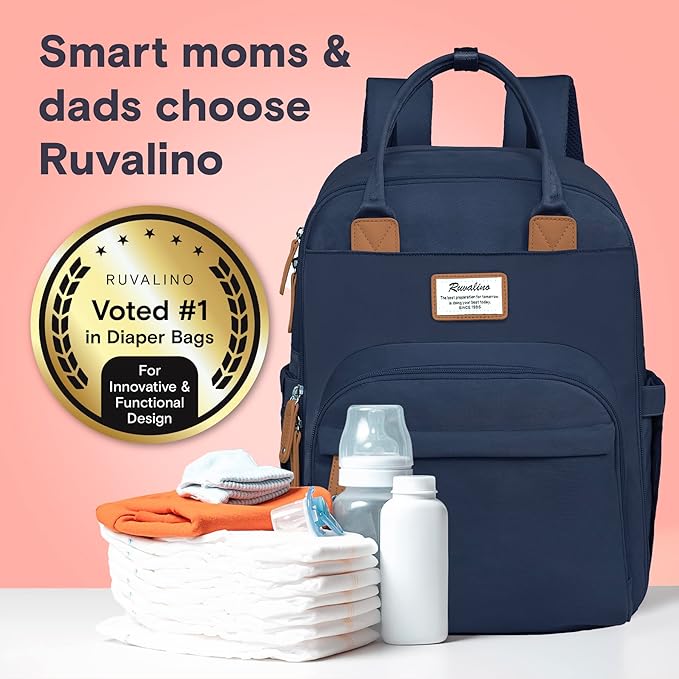 RUVALINO Diaper Bag Backpack, Large Capacity, Waterproof, Peacock Blue - Image 6