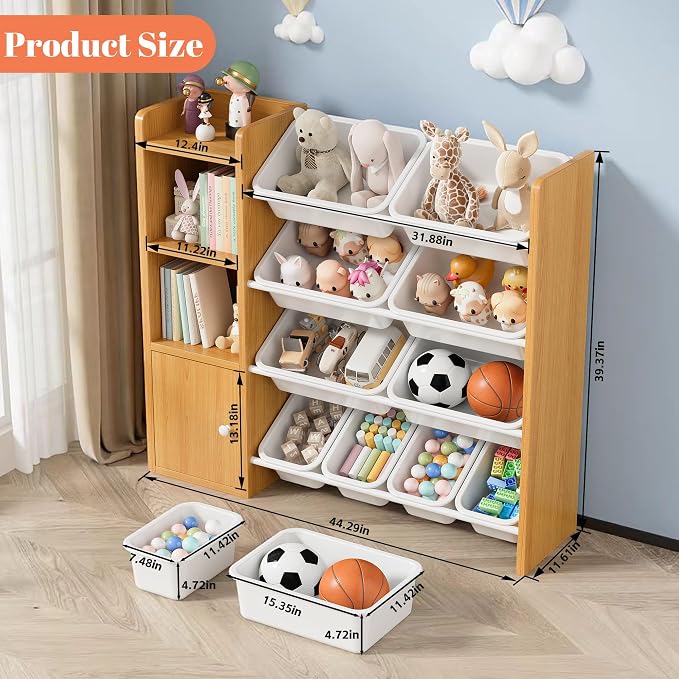 Toy Storage Organizer with 3 Shelves 1Lockers and 10 Bins, Toy Organizers - Image 2