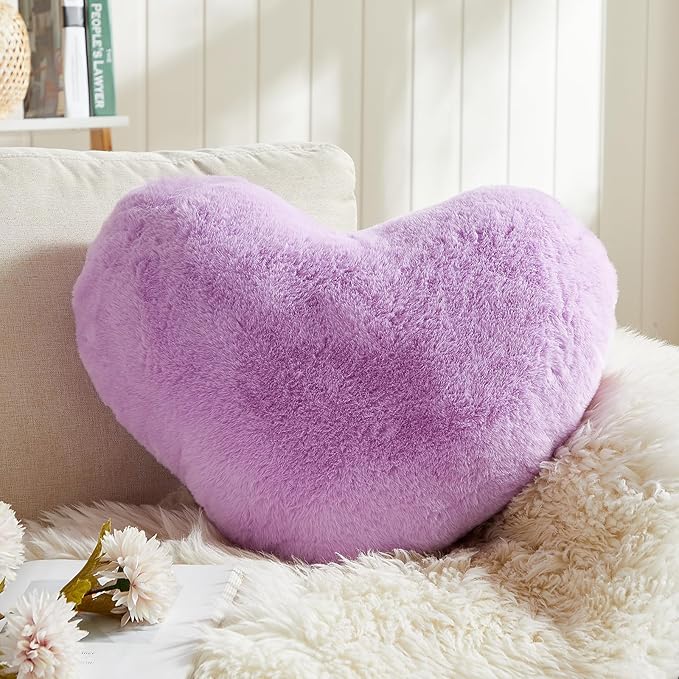 EastTree Heart Pillows, Love Throw Pillows Gifts, Ultra Soft Faux Rabbit Fur by EastTreeHomeGuide