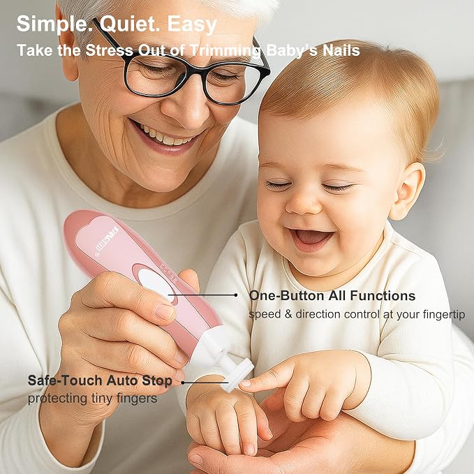 Fansidi Baby Nail Trimmer Electric – Limited Blush Petal Pink, Gentle Baby Nail - Image 4