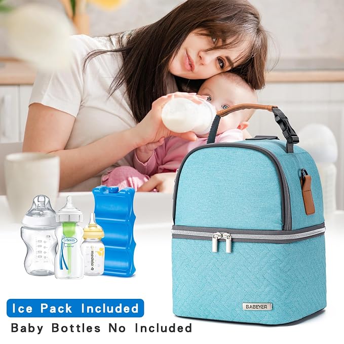 Breastmilk Cooler Bag with Ice Pack Fits 6 Baby Bottles up to 9 Ounce, Breast - Image 6