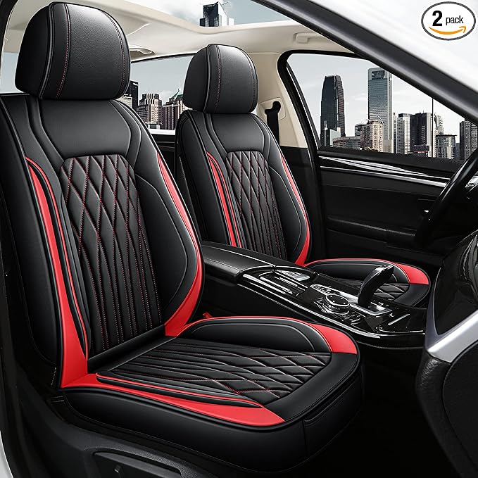 Pariitadin Leather Car Seat Covers Full Pair, Waterproof Faux Leather Seat by Pariitadin