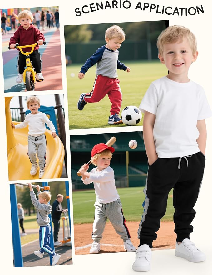 4 Pack Toddler Boys Sweatpants Cotton Baby Kids Joggers Toddler Boys Girls - Image 6