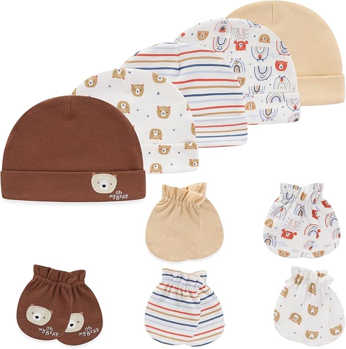 Baby Hat and Mittens Set Newborn Baby Hats Caps by MAMIMAKA