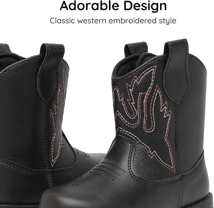 Blikcon Toddler Cowboy Boots for Boys Girls Baby Infant Cowgirl Boots Round Toe - Image 3