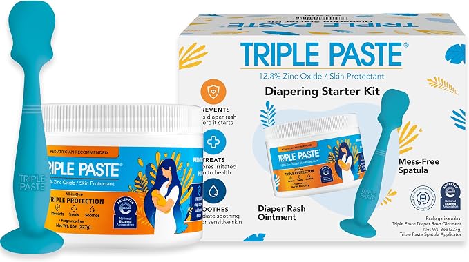 Triple Paste Diaper Rash Cream and Spatula Bundle - 8 oz Zinc Oxide Ointment by TriplePaste
