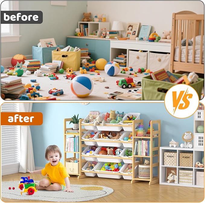 Large Toy Storage Organizer Kids Toy Organizer and Bookshelf Combo - Image 5