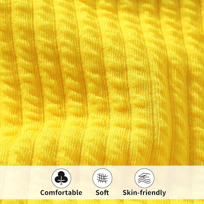 HAPPYMA Baby Swimsuit Toddler Girl Bathing Suit Summer Solid Color Bikini Set - Image 5