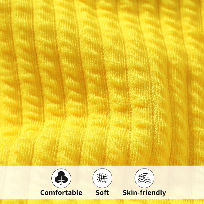 HAPPYMA Baby Swimsuit Toddler Girl Bathing Suit Summer Solid Color Bikini Set - Image 5