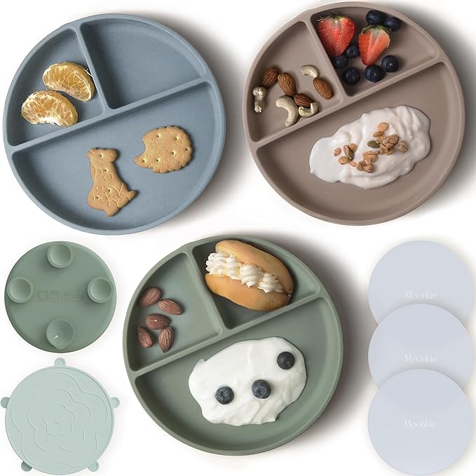 Moonkie Suction Plates for Baby | 100% Silicone BPA-Free Baby Plates by Moonkie