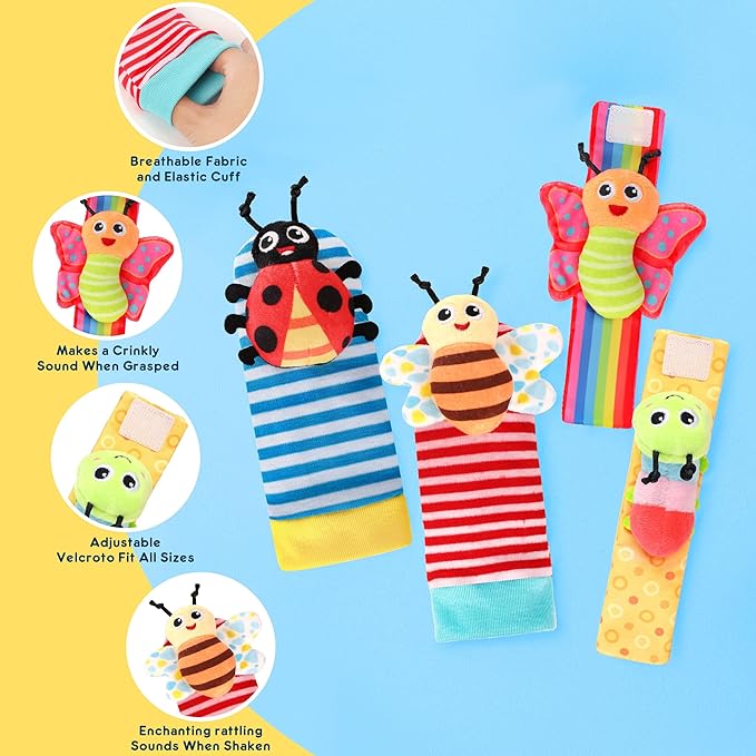 Baby Toys for 0-12 Months Newborn Boys and Girls Gifts Wrist Rattle Socks for - Image 5