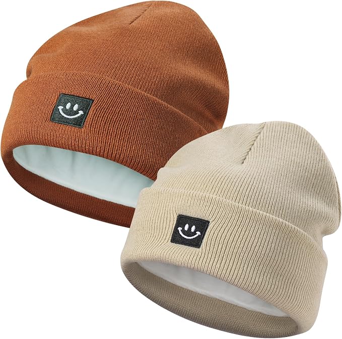 MaxNova 2 Pack Baby Beanie Fleece Lined Knit Toddler Hat by MaxNova