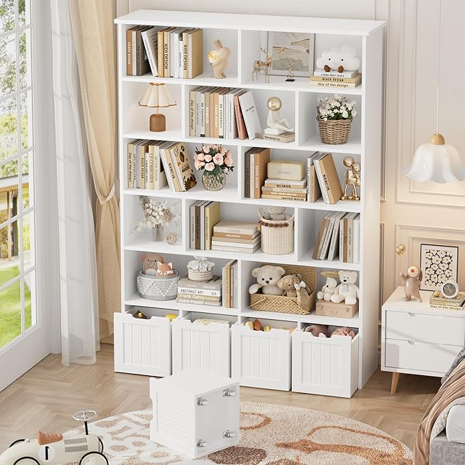 FINETONES 69" H Toy Storage Organizer, 6 Tier Tall Kids Bookshelf - Image 5