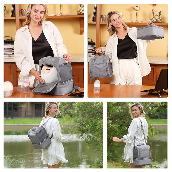 NCVI Breast Pump Bag, Double Layer Removable Pump Bag - Image 7