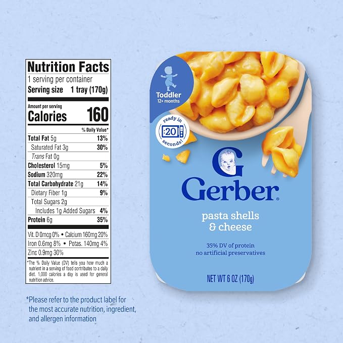 Gerber Mealtime for Toddler Pasta Shells & Cheese, 6 Ounce - Image 2