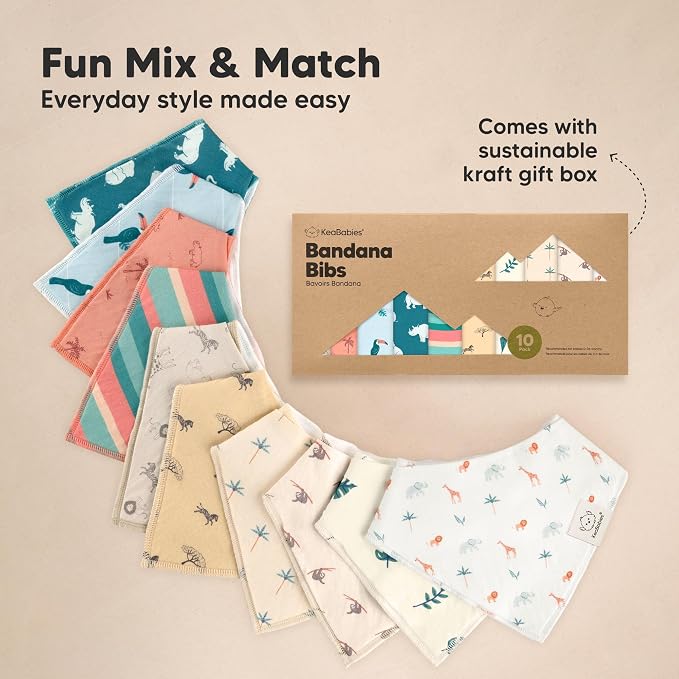 10-Pack Organic Baby Bandana Bibs - Image 9