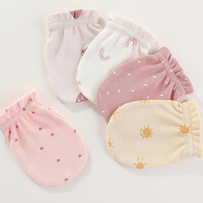 Newborn Baby Boy Girl Caps Mittens Socks Set Cotton Baby Essentials Accessories - Image 2