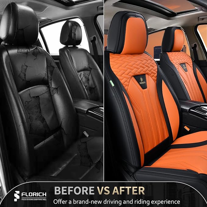 FLORICH Seat Covers for Cars, Waterproof Automotive Seat Covers, Leather Car - Image 7