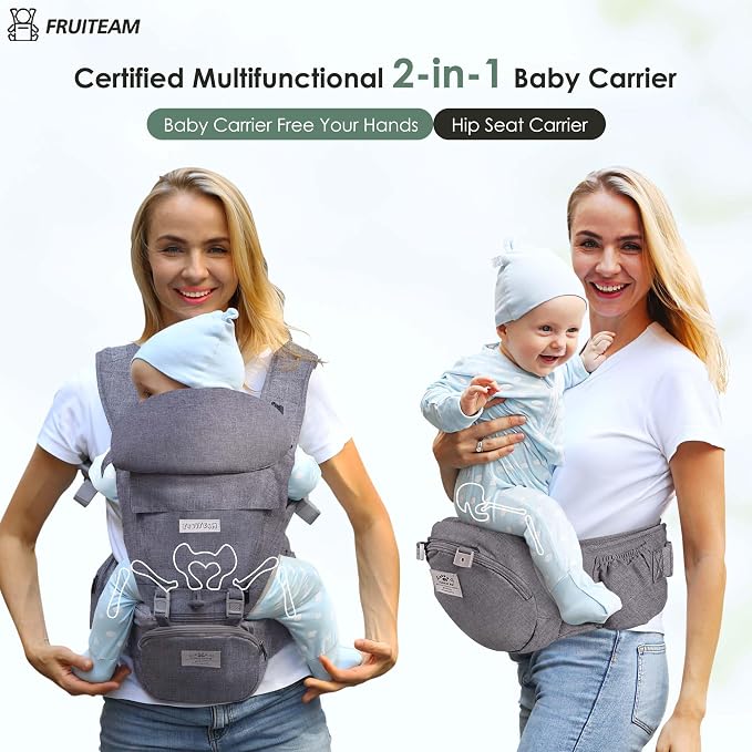 FRUITEAM Baby Carrier Newborn to Toddler, Safety-Certified Baby Waist Stool - Image 5