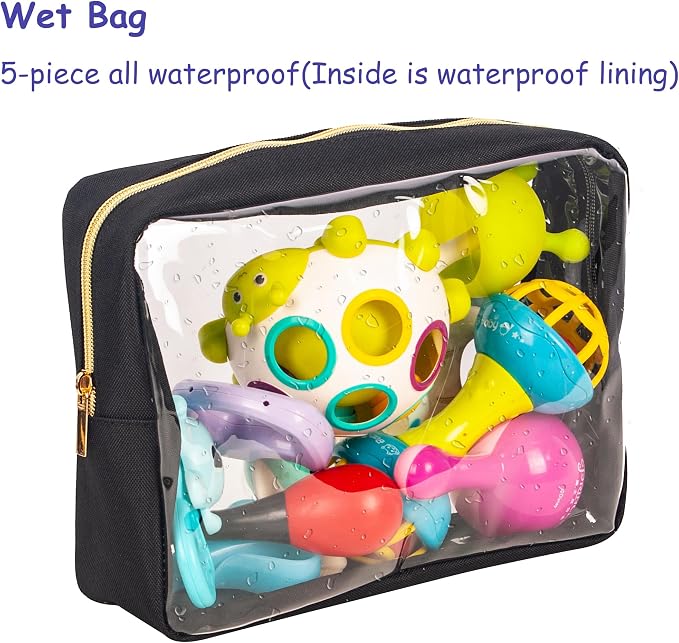 TSA Approved 5-Piece Diaper Bag Organizer Pouch Set Clear Waterproof TPU Kids - Image 5