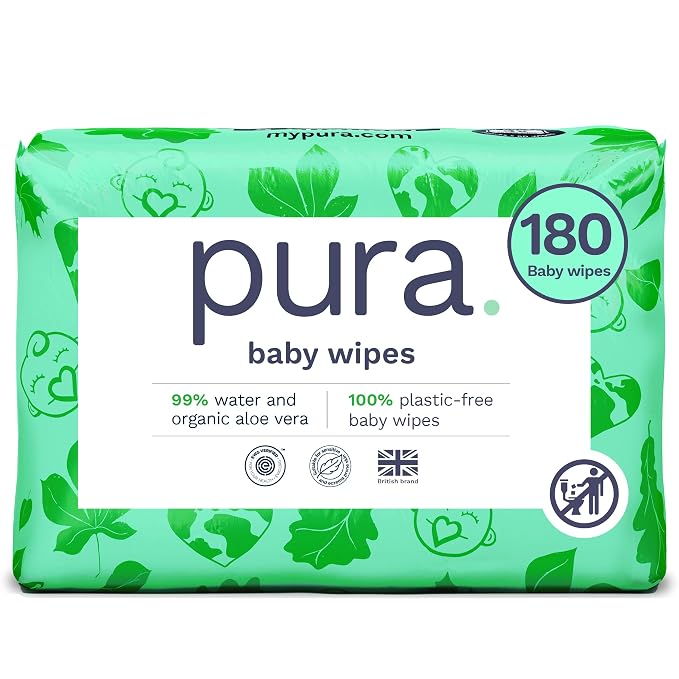 Pura Natural Sensitive Baby Wipes, 99% Water, Unscented & Hypoallergenic by MyPura