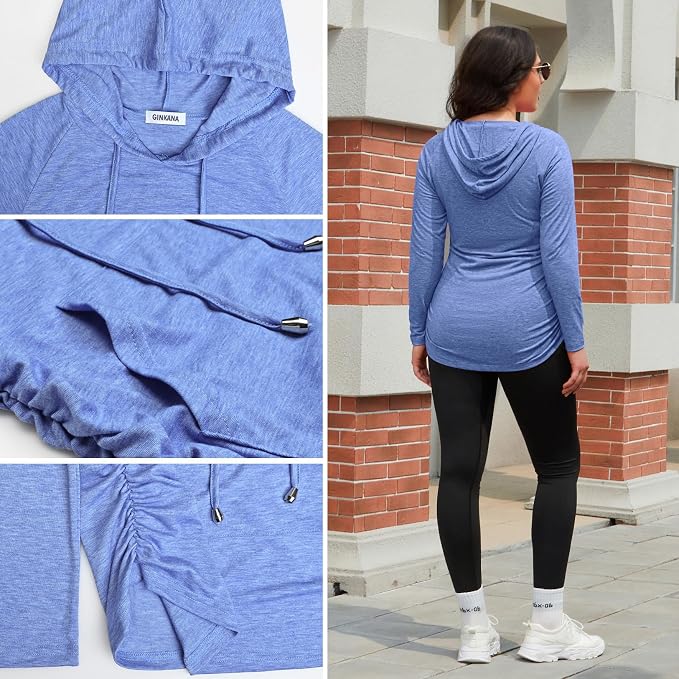 GINKANA Maternity Hoodie Long Sleeves Shirts Casual Maternity Top Pregnancy - Image 6