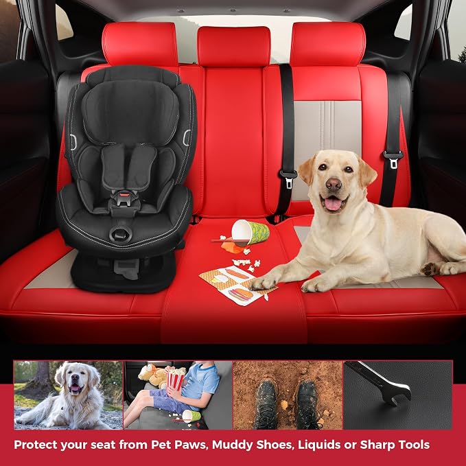 FREESOO Leather Car Seat Covers Full Set, Waterproof Car Seat Cover Back Seat - Image 7