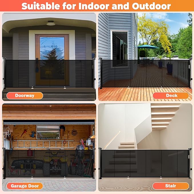 120" Extra Wide Retractable Baby Gates Mesh Gate, Long Retractable Dog Gate - Image 7