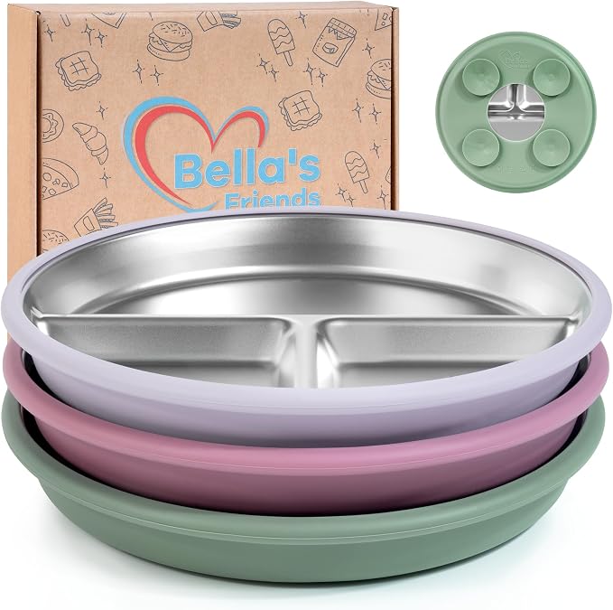 Bella's Friends Stainless Steel Kids Plates 8" Suction Plate by BellasFriends